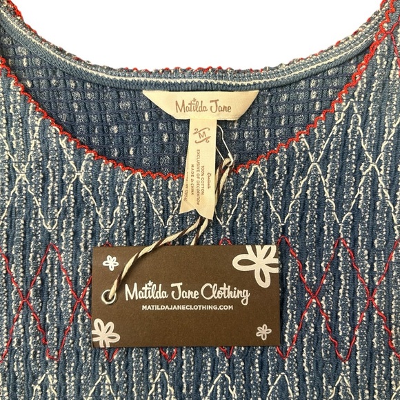 Matilda Jane Enchanted Garden Roxie Striped Tank Top Blue Women's Medium NWT - Picture 4 of 11